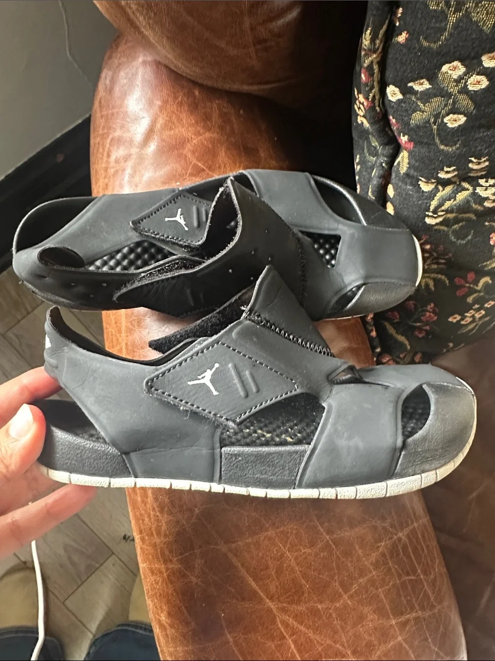 Jordan Kids' Black and White Slide Sandals